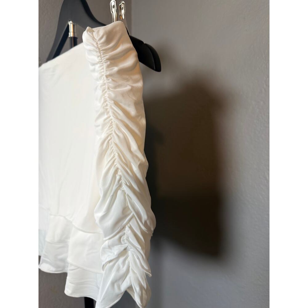 White Ruched Mini Skirt - Picture 2 of 6